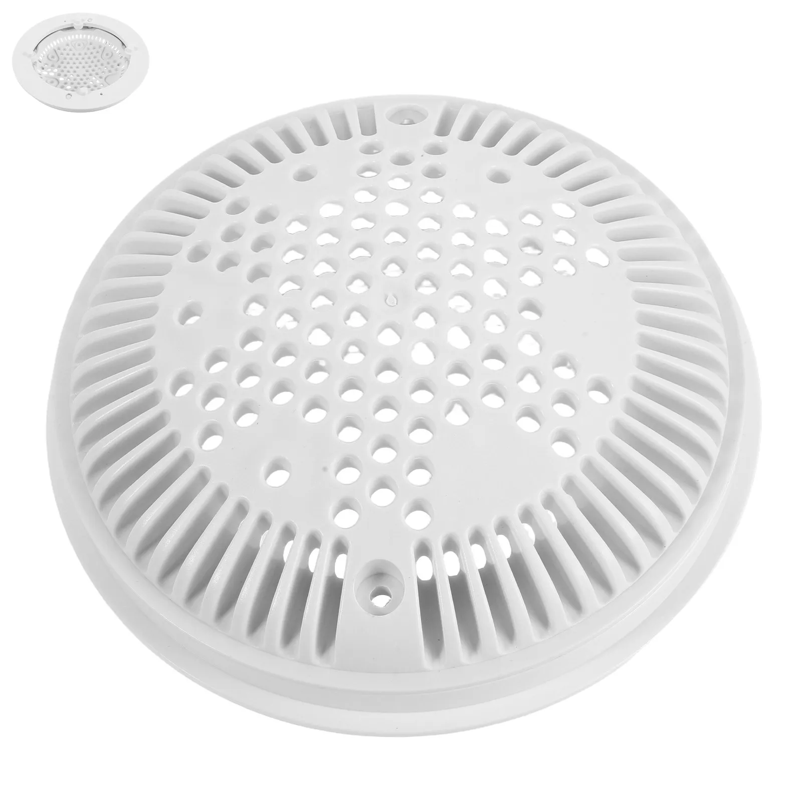 White Plastic Swimming Pool Drain Cover Anti-Suction Part Flat Pool Main Drain Cap Overflow Safety Drainage Adapter