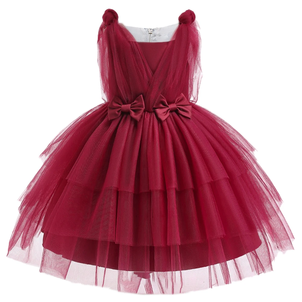 Bow Girls Christmas Dress Tulle Birthday Party Wedding Kids Dress for Girls New Years Princess Costume Xmas Bridemaids Prom Gown