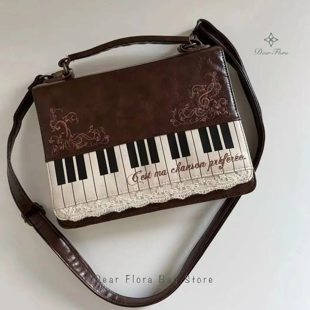 New Vintage Piano Shoulder Bag Womens Brown Crossbody Bag Y2k Girls Transparent Ita Bag Personalized Backpack Aesthetic Handbags