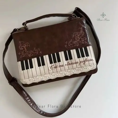 Nuevo bolso de hombro de Piano Vintage, bolso cruzado marrón para mujer Y2k, bolso Ita transparente para niñas, mochila personalizada, bolsos estéticos