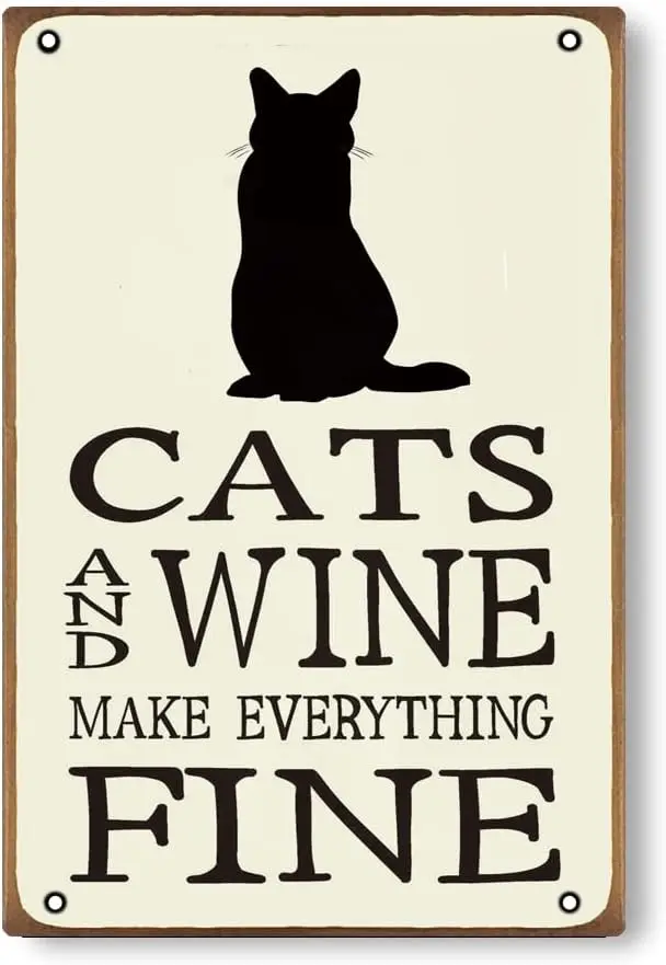 Funny Tin Sign-Cats Make Everything Fine! Simple Animals Bedroom Garage Cat Cafe Cafe Best 8 * 12 Inches