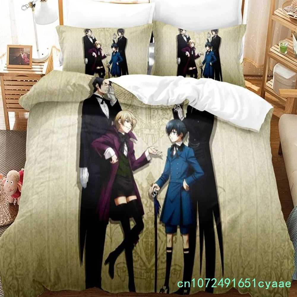 Neue Anime Black Butler Bettwäsche, Cooles Sebastian Ciel Dakimakura Bettwäsche-Set, Bettbezug für Erwachsene, Einzel- und Doppelbett, Mikrofaser-Bettbezug