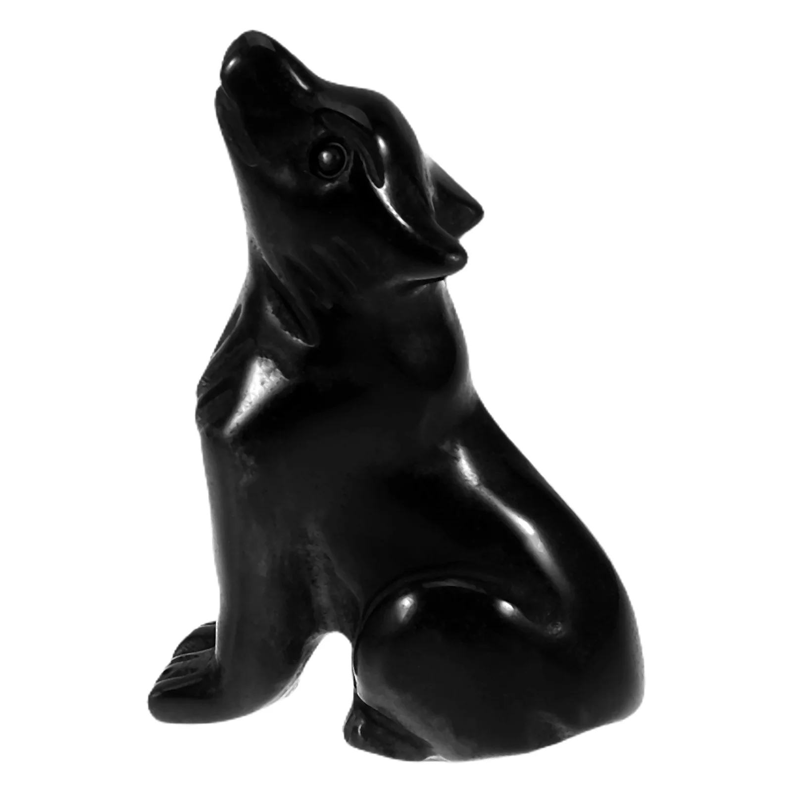 

Small Wolf Obsidian Craft Finish Desktop Animal Decoration For Home Office Shelf Decor Mini Statue