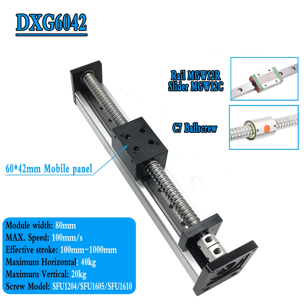 CNC Ball Screw Sliding Table Linear Rail100-300mm Stroke SFU1605 C7 Ballscrew Sliding Table Stage Linear Rail for CNC 3D Printer
