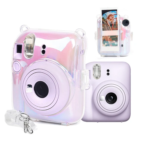 Imagen 2 del producto Funda protectora de cristal para cámara Fujifilm Instax Mini 12, con almacenamiento de fotos, con correa para el hombro