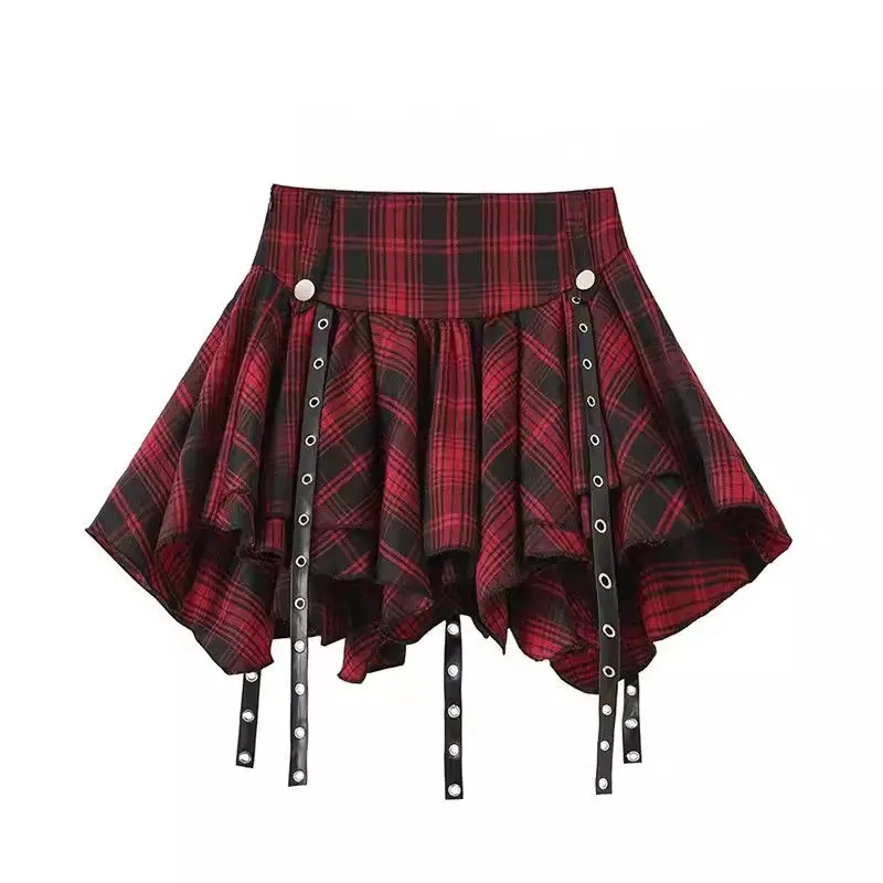 Summer New Retro Ballet Style Irregular Design Hem Ribbon Half Skirt High Waist Slimming Half Skirt for Women