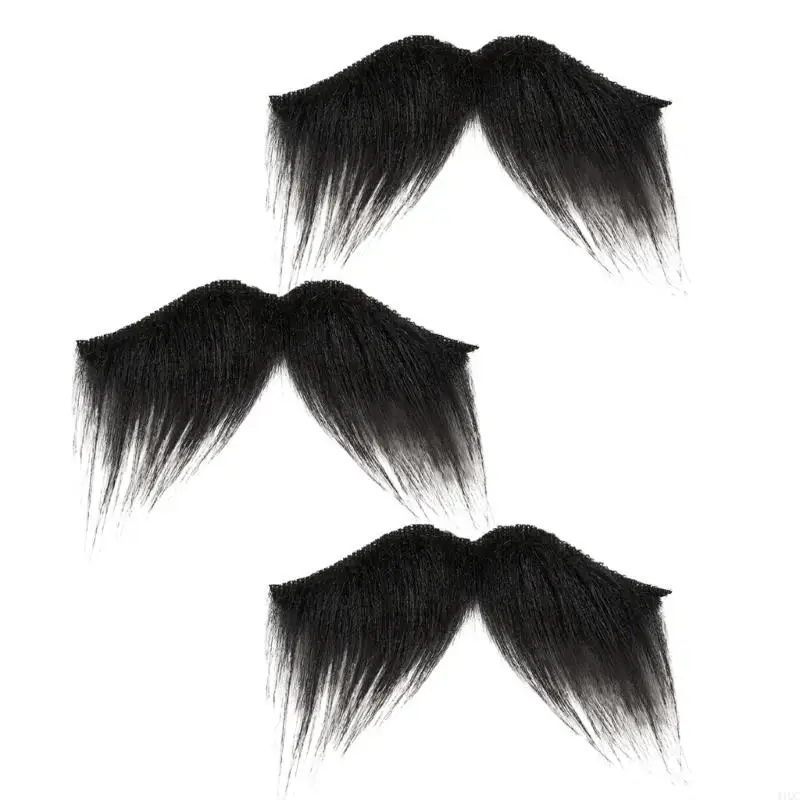 Bigotes postizos realistas para disfraz Halloween, accesorios, novedad 2025, 3 uds.