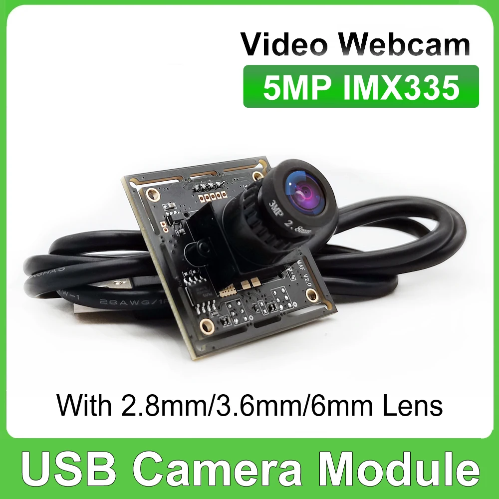 

30fps 5MP IMX335 USB Camera Module 2.8mm Lens 110 degree Wide Angle or 3.6mm/6mm Lens UVC OTG Plug And Play PC Video Usb Webcam