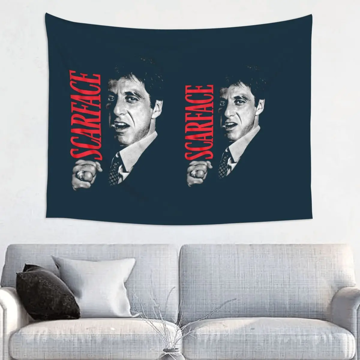 Customized Tony Montana Fist Scarface Tapestry Hippie Room Decor Pacino Gangster Movie Tapestries Wall Hanging Decoration