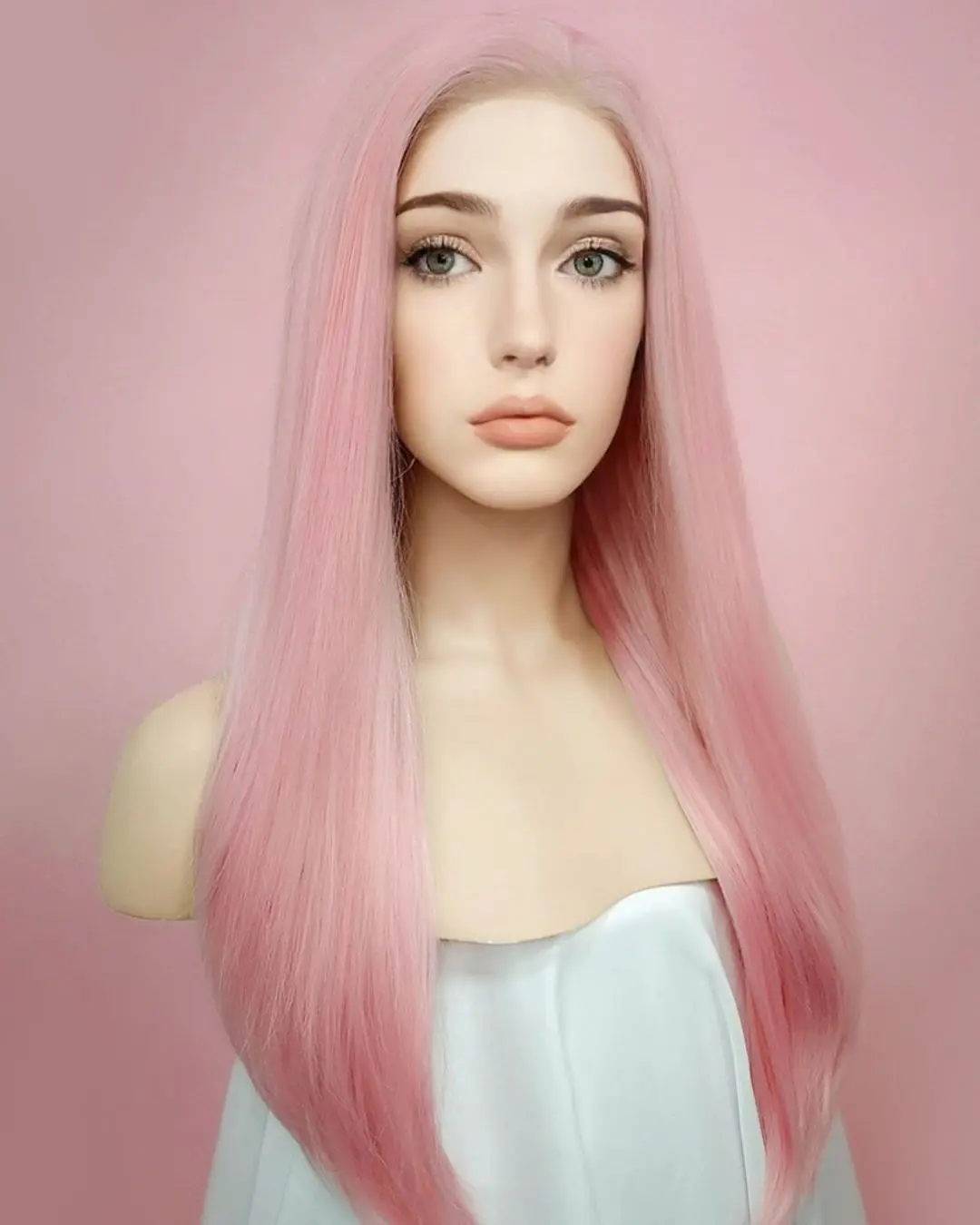 

Fantasy Beauty Synthetic Hair Women Wigs Pink Color Glueless 180Density Top Quality Glueless 13x4 Lace Front Wigs Natural Look