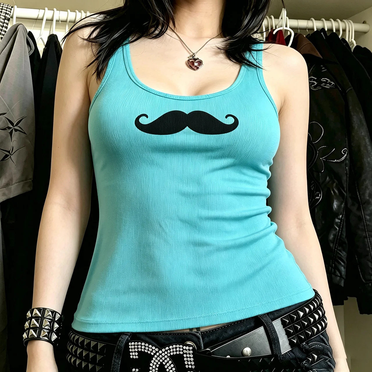 Y2k Aesthetic Bodycon Streetwear Casual Vest Japanese Vintage Beard Printing Tank Top 2026 Summer Harajuku Grunge Women Camisole