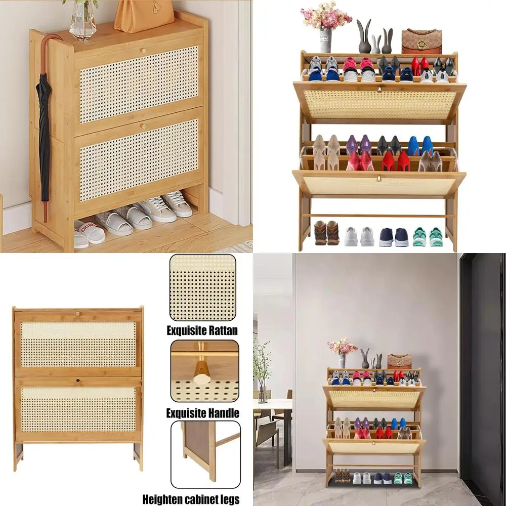 

Деревянный шкаф-тумба для обуви с выдвижными ящиками для прихожей, органайзер для кроссовок и тапочек