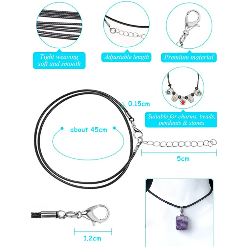 50 Stuks Lederen Ketting Kettingen Armband Koord Gespen Voor Hangers Bulk Gewaxt Touw Ketting String Sieraden Maken Benodigdheden 45Cm