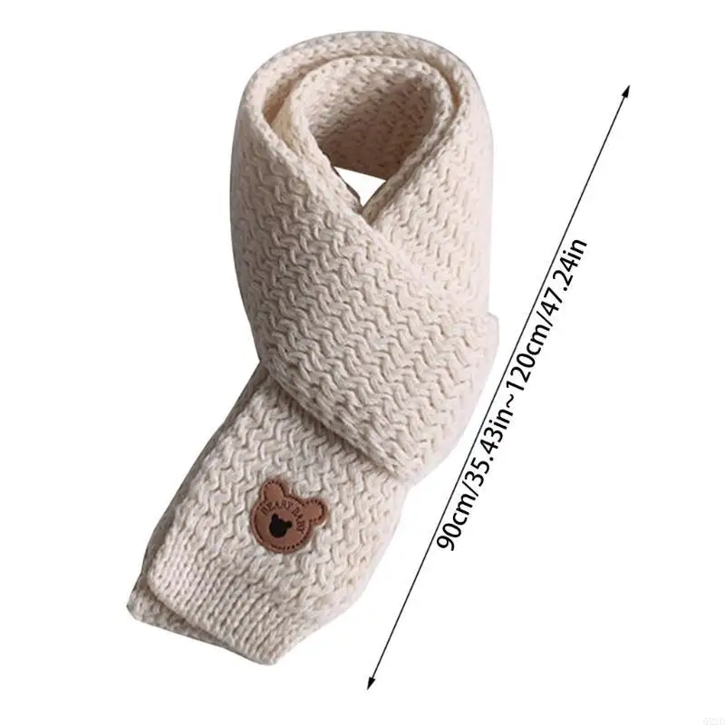 Q22D Boy Girls Bear Pattern Neckerchief Trendy Baby Neck Scarf Comfortable Kids Muffler Autumn Winter Toddlers Essential