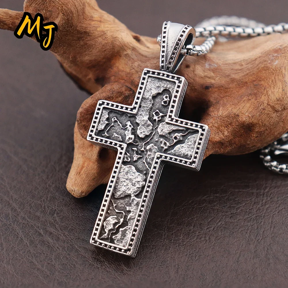 New Gothic Cross Skull Necklaces Men\'s Vintage Stainless Steel Pendant Unique Halloween Amulet Jewelry Accessories Wholesale
