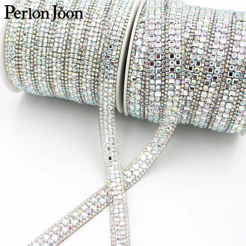 1yard hot fix AB color rhinestone white glass ribbon crystal rhinestone trim tape Party wedding decorative accessories TR131