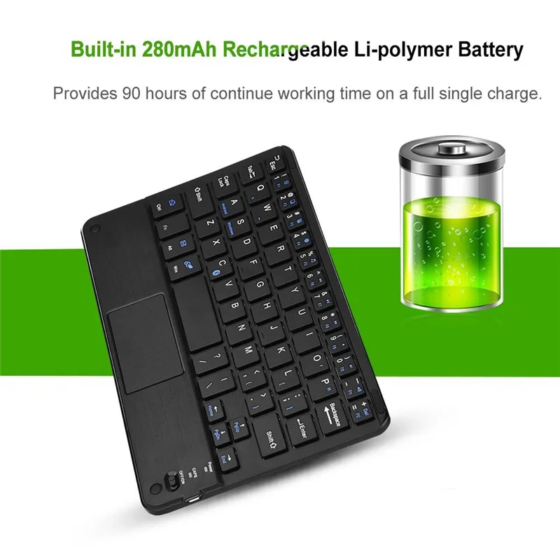 A42Z-Ultra-Slim Mini Touchpad Keyboard, Keyboard With Built-In Multi-Touch Trackpad For Smart TV HTPC PC Tablet Laptop