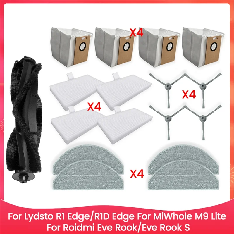 ABVI-สําหรับ Lydsto R1 Edge/R1D Edge, Miwhole M9 Lite, Roidmi Eve Rook/Eve Rook S อุปกรณ์เสริมถุงเก็บฝุ่นกรองฝุ่นกระเป๋าหลักด้านข้าง Bru