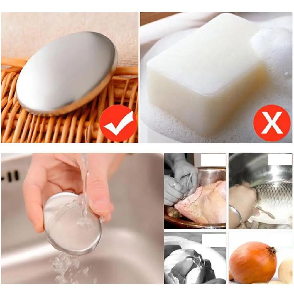 

3 Pcs Odor Absorber Ordor Remover for Cooking Smell Stainless Steel Soap Deordorizing Bar Kitchen