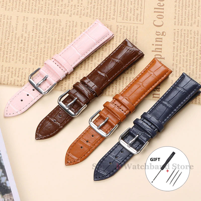 18mm 20mm 22mm 24mm Wrist Strap Bamboo & Crocodile Pattern Design Men Women Business Cowhide Watchband Replacement Bracelet