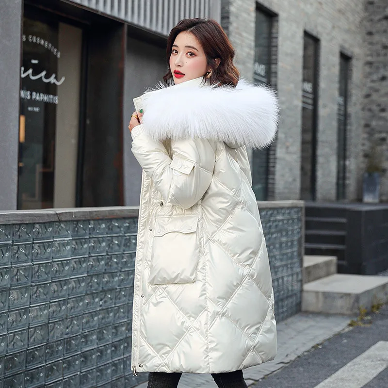 Coat Women Winter Jacket Hooded Fur Collar Long Parkas Mujer Thick Warm Down Cotton Padded Jacket Women Waterproof Coat Female