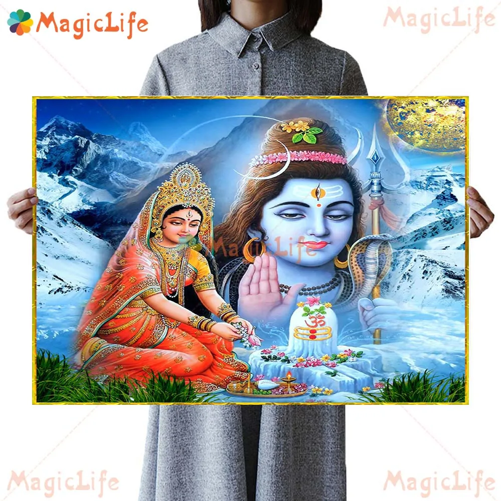 Lord Shiva Parvati Hinduism Religion Prints Posters Wall Pictures For Living Room Poster Wall Art Canvas Painting Unframed