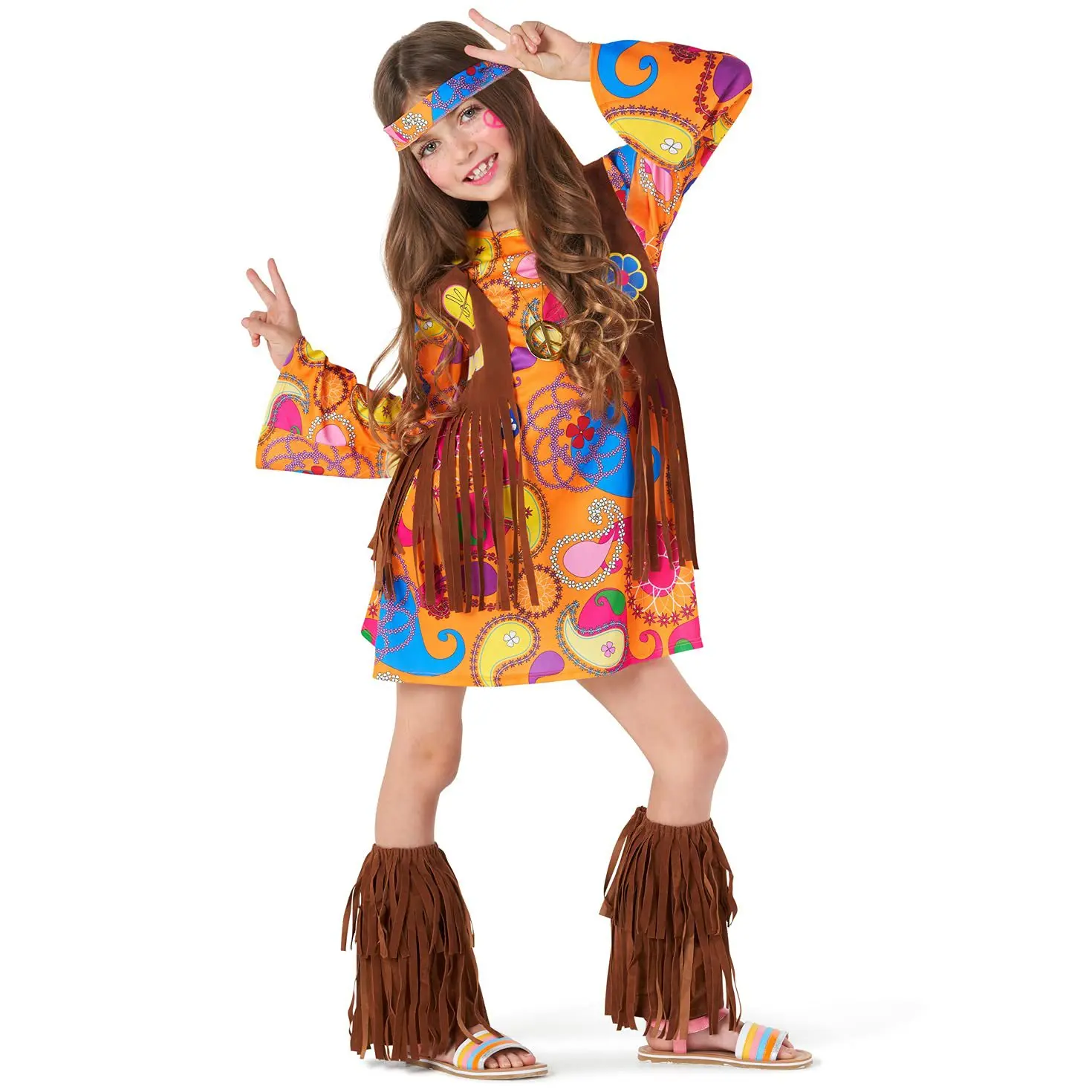 Disco Hippie Dress Sets para crianças, acessórios vintage engraçados, traje de cosplay para palco, roupas de festa