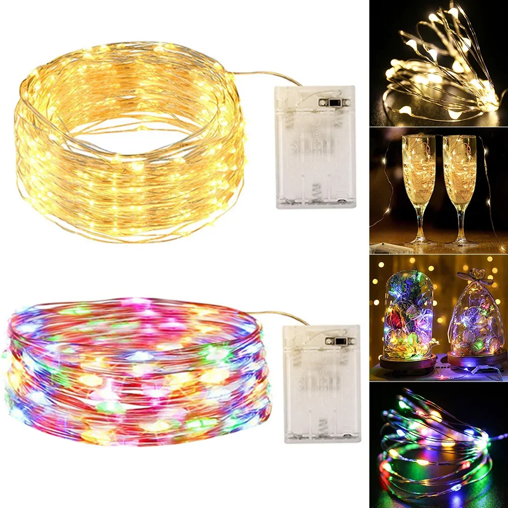 2m LED Lichterkette Nacht Weihnachten Kupferdraht String Girlande Zimmer Dekor Weihnachtsbaum Hochzeit Party Romantische Dekoration