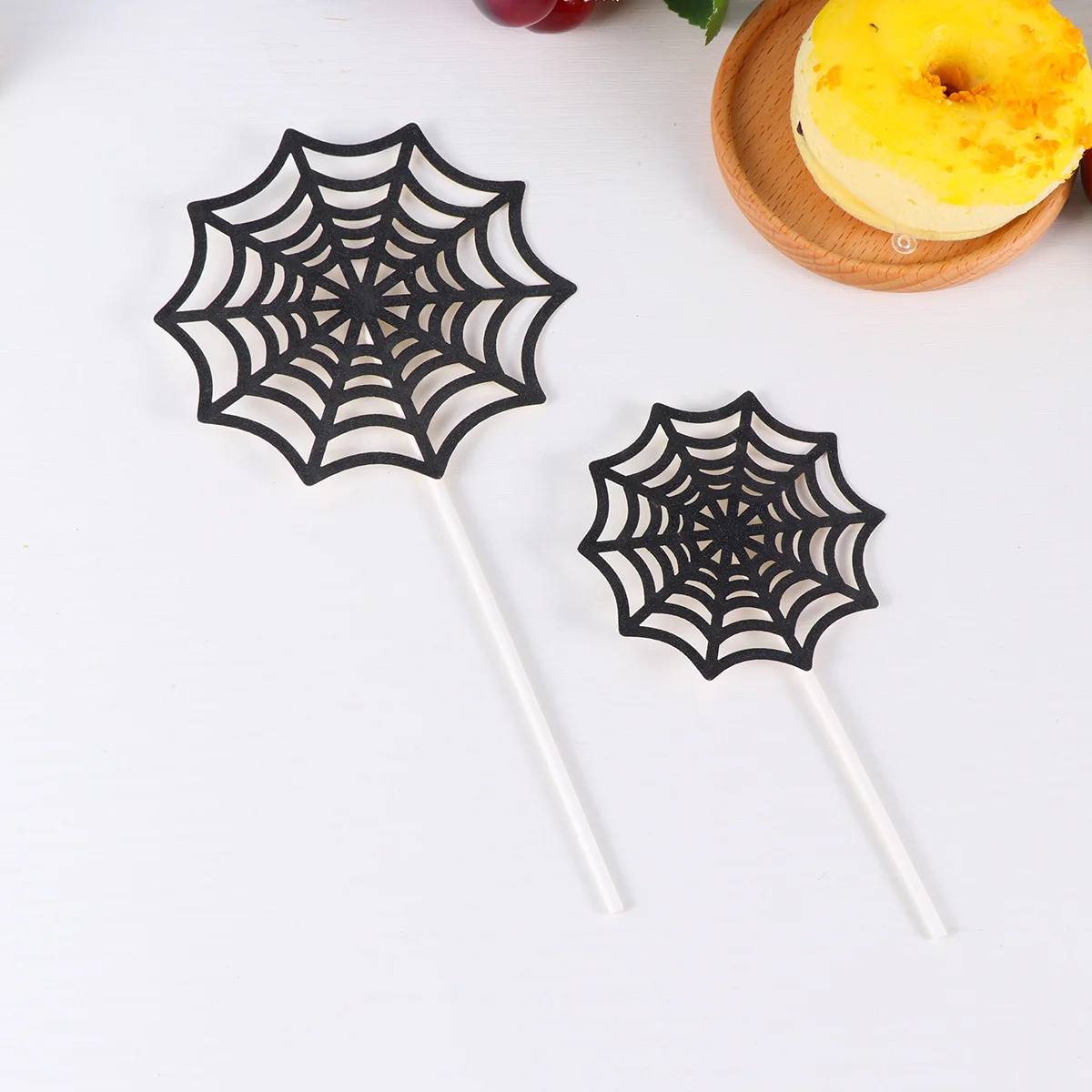 

12 Pcs Cupcake Toppers Ornament Spider Web Decor Decorations Halloween Party Birthday