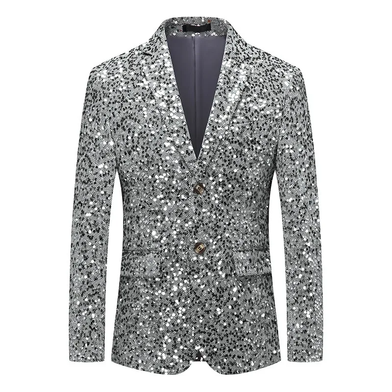 

Spring and Autumn New Sequin Suit Coat 2024 Nightclub Ball Men's Business and Leisure Single Piece Two Button Small Suit