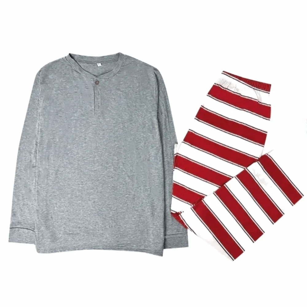 

Рождественские наряды для родителей и детей с мягким полосатым принтом, хлопковый топ + брюки, одинаковые семейные наряды, рождественский пижамный комплект для мамы, папы и детей