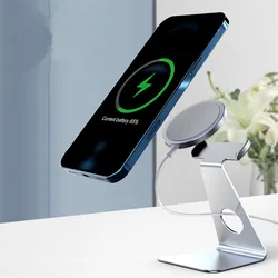 R-just Stand for MagSafe Charger Aluminum Desktop Phone Holder Compatible with Apple MagSafe Charging for IPhone 12/12Pro/12 Min