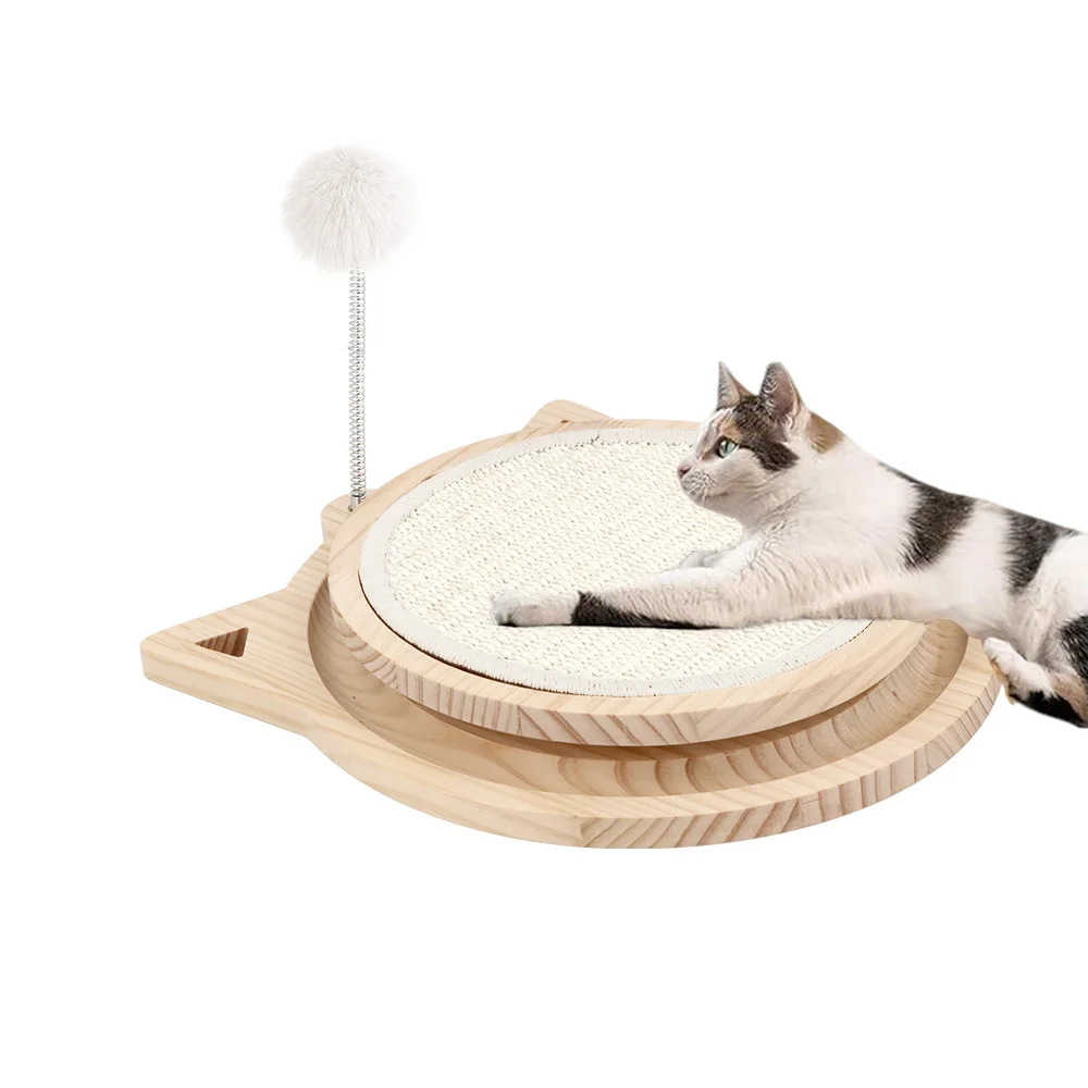 

Cat Scratcher Cat Natural Sisal Scratching Pad Kitten Interactive Toy with Ball Track Spring Ball for Chasing Puzzle