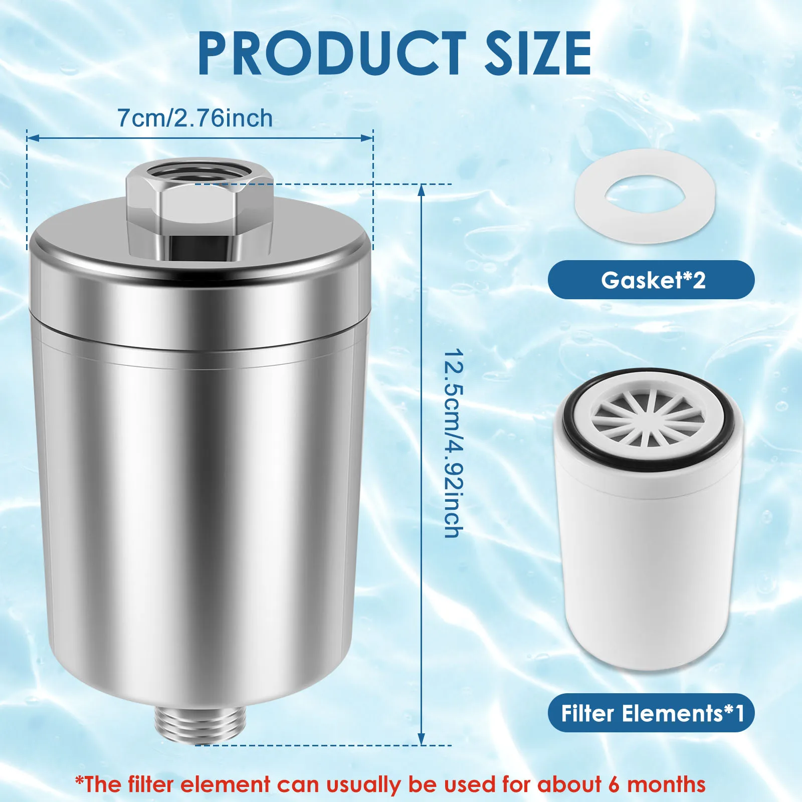 Shower Water Filter ABS Bathing Water Purifier with Two Filter Improved Water Quality Water Purifier Replaceable Filter Safe and