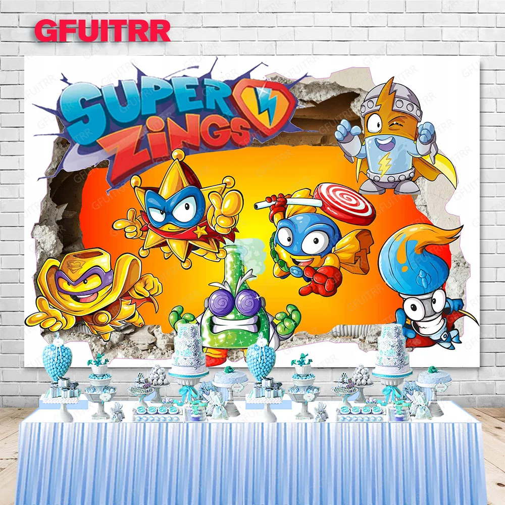 GFUITRR Super Zing Lightning Game Photography Backdrop Blind Gift Box Kids Birthday Photo Background Cartoon Vinyl Photo Props