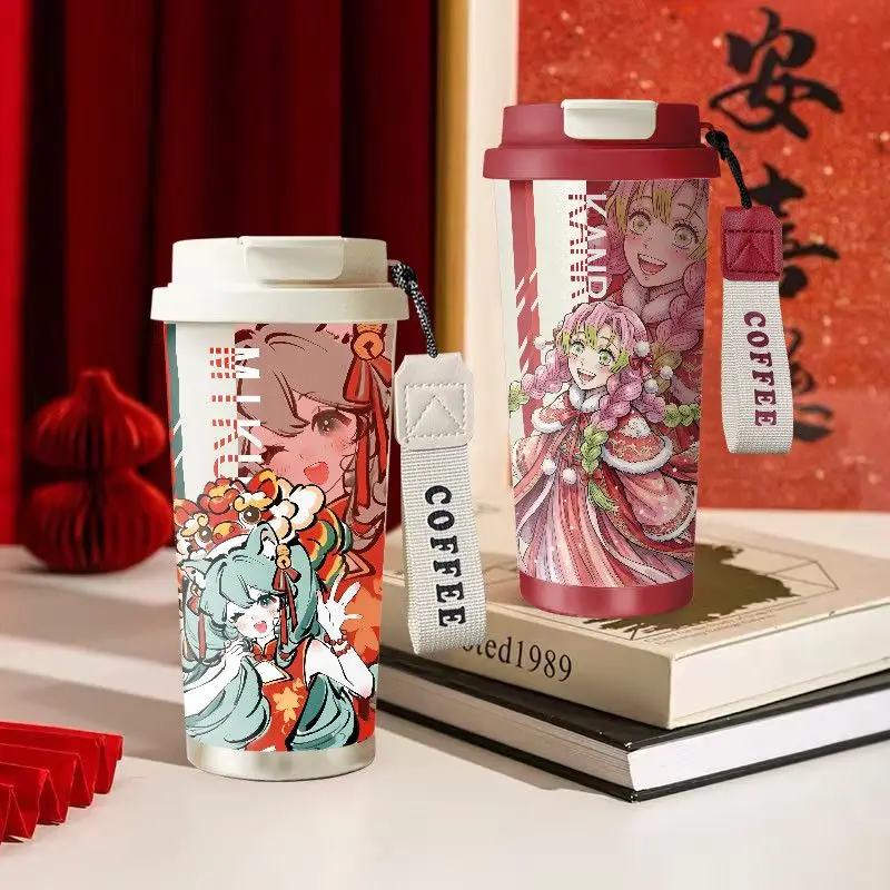 

Новая креативная модная термокружка Hatsune Miku Kanroji Miji с мультяшным анимационным дизайном, керамическим покрытием 316 и ремешком, оптом