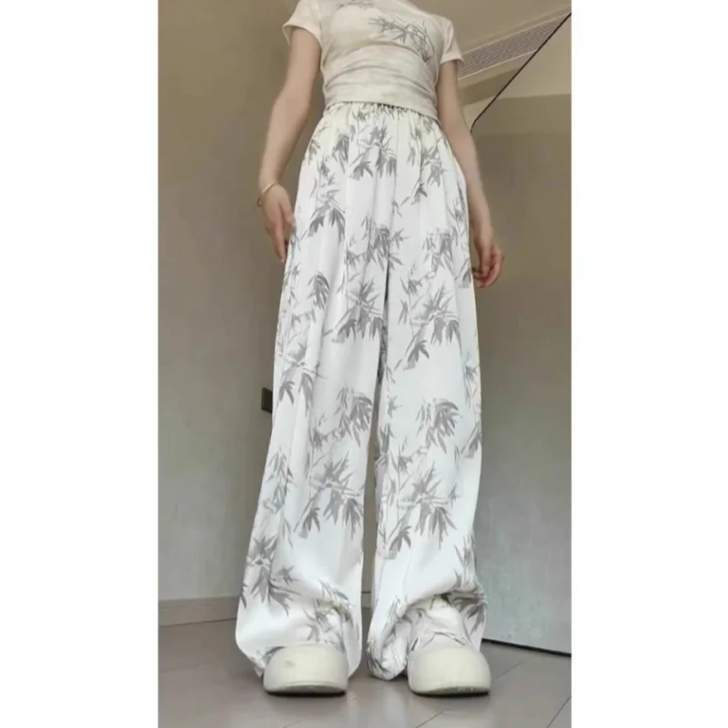 New Chinese Style Buckle Tie Dye Short Sleeved T-shirt Women's Bamboo Leaf Wide Leg Pants Casual Fashion Women's Two-piece Set