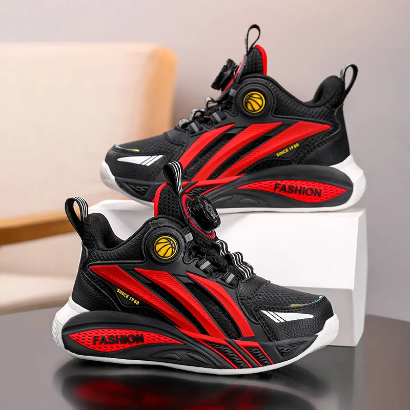 

Fashion Rotary Buckle Child Sneakers Comfort Non-slip Running Shoes Kids Outdoor Training Basketball Shoes Boy chaussures enfant