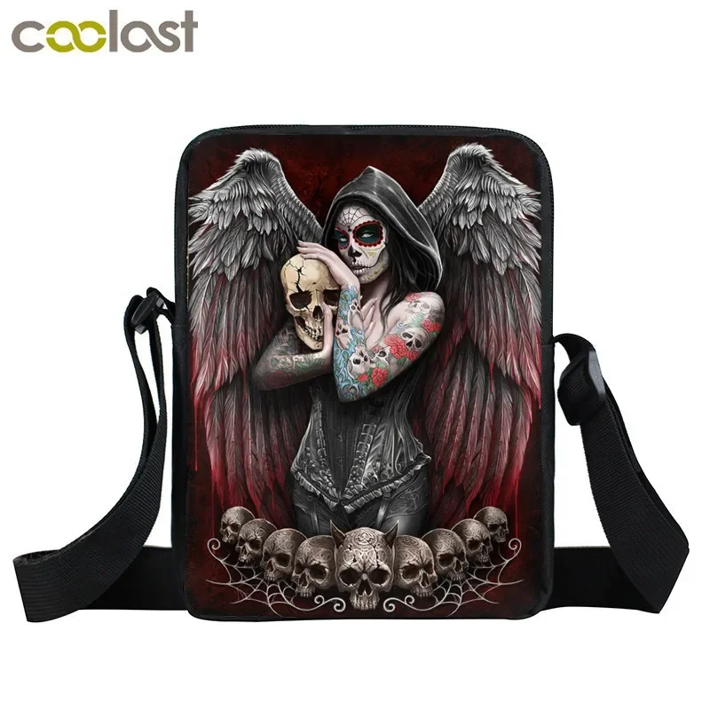 Ciemna gotycka torba kurierska Punk torebki damskie Grim Reaper nastoletnia torba na ramię czaszka damskie torby typu Crossbody na kopertówkę podróżną — zdjęcie 4