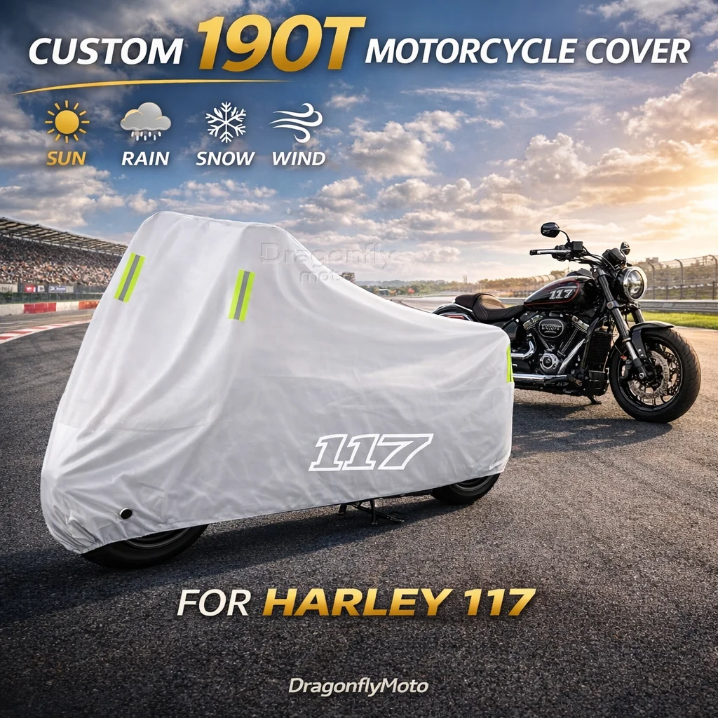 

Чехол для мотоцикла Harley Softail Low Rider ST FXLRST FXRST, серебристый, водонепроницаемый, защита от УФ-излучения, дождя, пыли, солнца, для улицы и дома