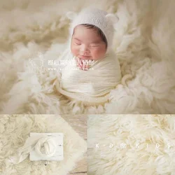 Large Size Newborn Photography Props Big Size Flokati 150x90cm Hand-Knitted Pure Greek Wool Blanket Baby Photo Boy Girl Back Mat