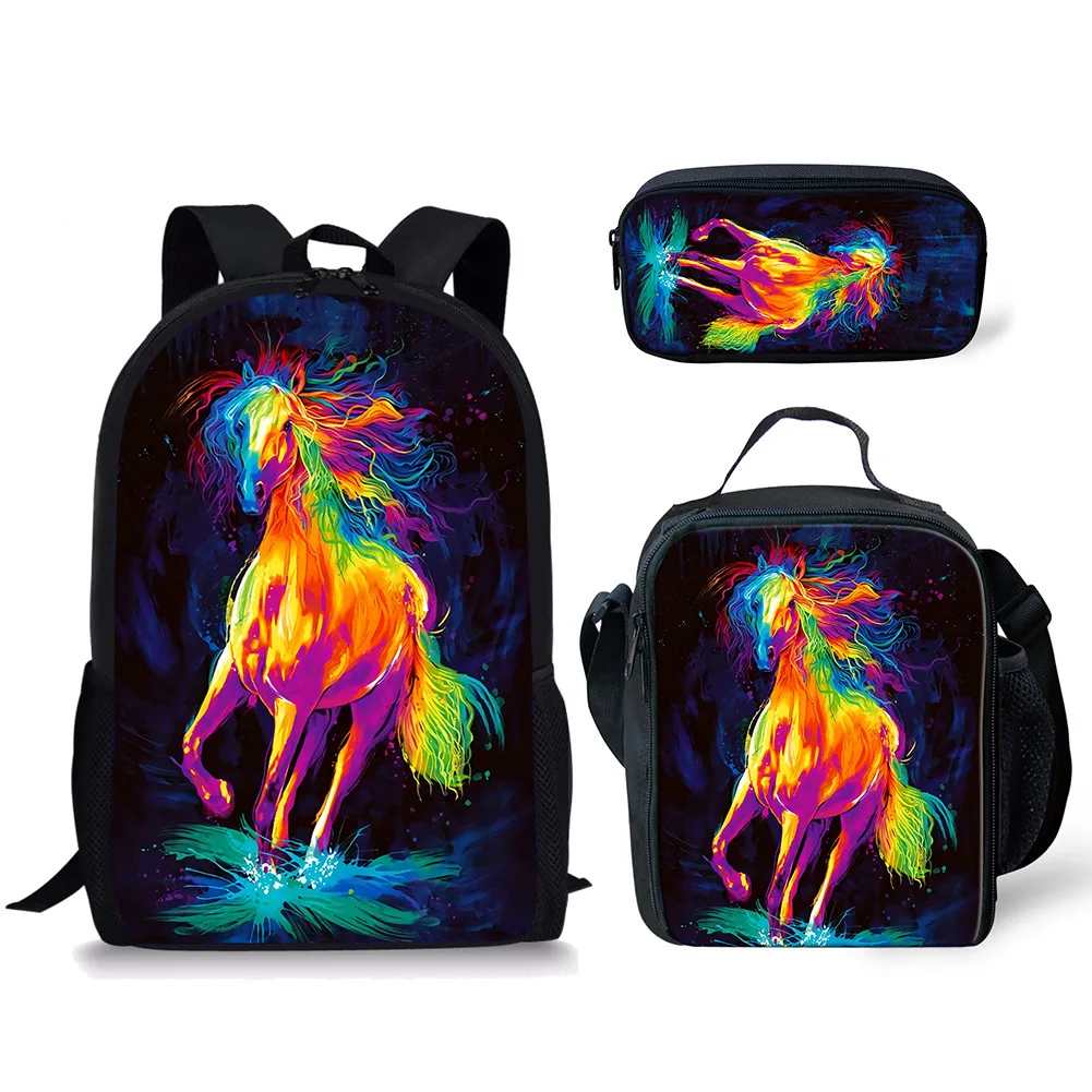 Popular animal Small sloth horse 3D Print 3pcs/Set pupil School Bags Laptop Daypack Backpack Lunch bag Pencil Case