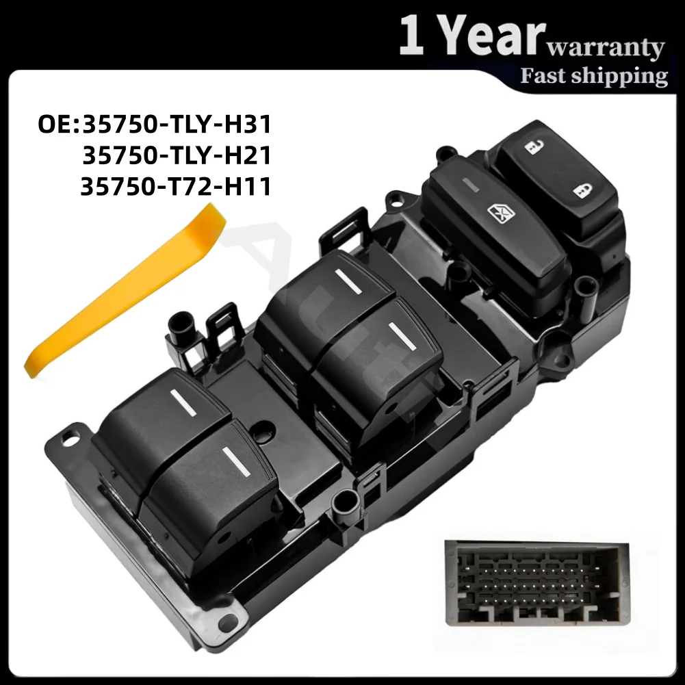 

35750-TLY-H31 for Honda CRV 2018-2023 Breeze RY 2019-2022 Master Power Window Switch 37PIN 6Button Front Left Driver Side