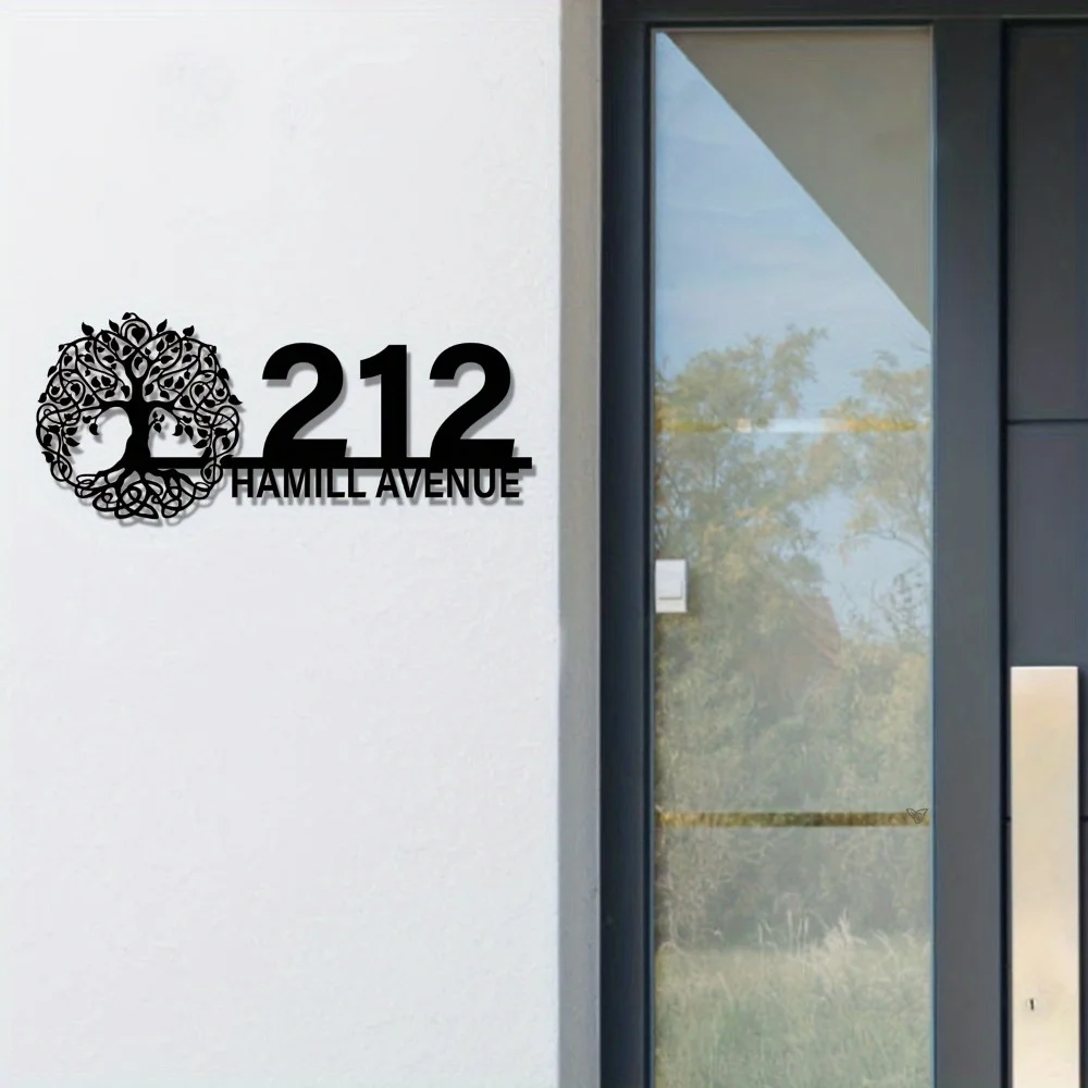 Exclusive Customizable Metal Sign Personalized Tree - Shape Durable Matte Finish Easy Install Ideal for Home Garden Restaurant