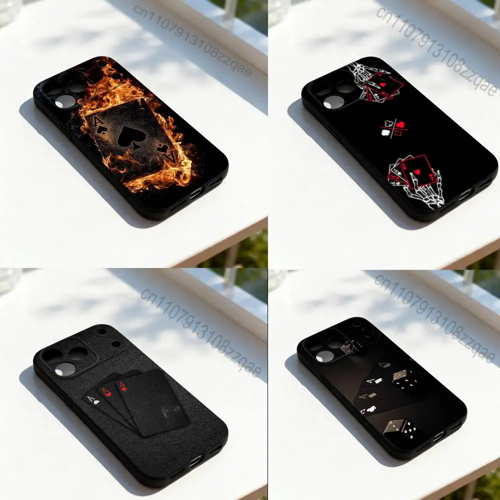 

Poker Ace of Spades Phone Case For iPhone 11,12,13,14,15,16,17,Pro,Max,Plus,E,SE4,Air,Mini Black Soft Cover