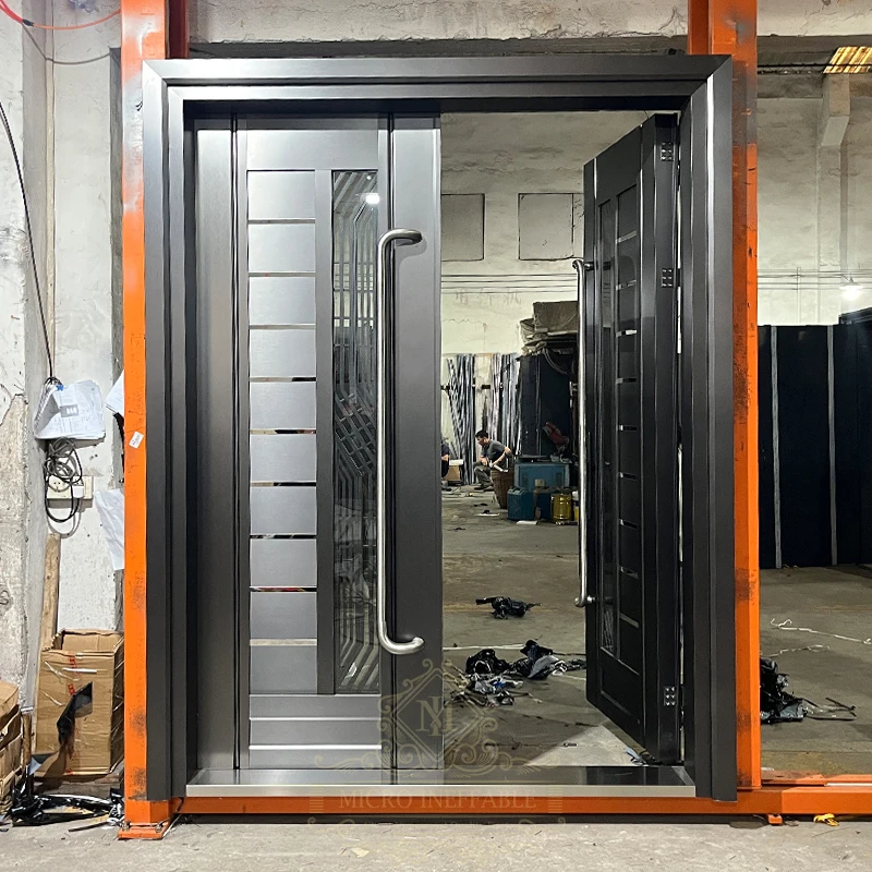 European Style Modern Design Front Exterior Double Stainless Steel Security Door