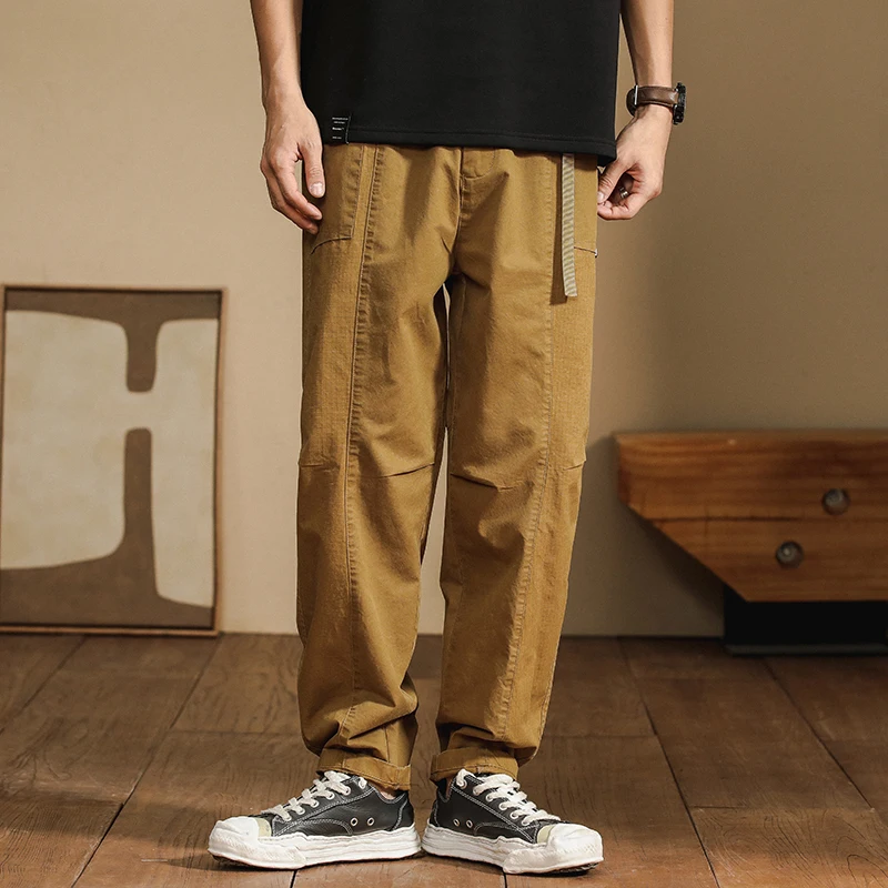 Men's spring and summer fashion brand American retro casual pants Japanese high sense wide leg straight overalls