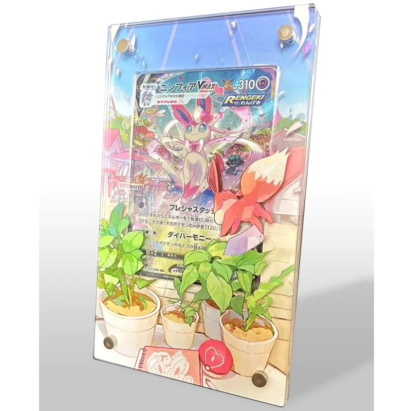 Pokemon Cards Brick 3D Version PTCG Sylveon Espeon Flareon Anime Game Protective Case Self Made Acrylic Toy Does No Include Card