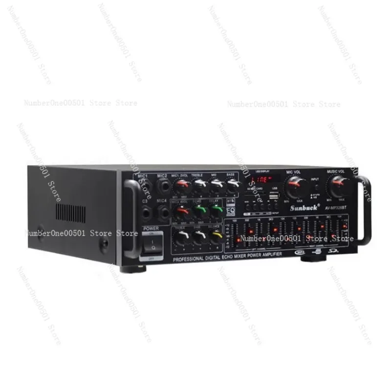 High Power Household Power Amplifier Bluetooth 5.3 Shock Effect Karaoke EQ Equalizer Tuning 12V Square Car Outdoor
