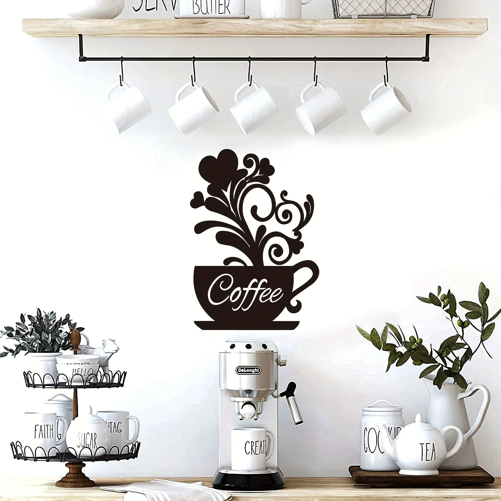 Coffee Wall Art Coffee Bar Wall Decor Metal Decor Sign Coffee Cup Silhouette Hard Cup Sign Wall Art Sculptures Cafe Themed Decor